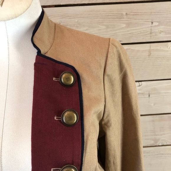 Wyeth by Todd Magill Military Jacket tan purple with buttons Ralph Lauren Anthro - Picture 2 of 8